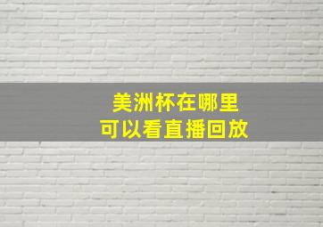 美洲杯在哪里可以看直播回放