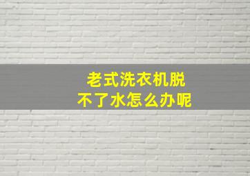 老式洗衣机脱不了水怎么办呢