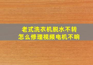 老式洗衣机脱水不转怎么修理视频电机不响