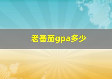 老番茄gpa多少