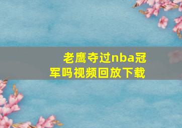 老鹰夺过nba冠军吗视频回放下载