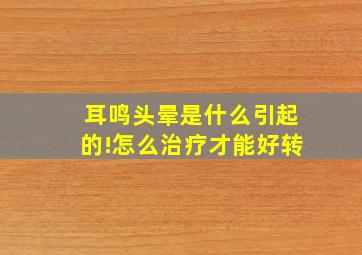 耳鸣头晕是什么引起的!怎么治疗才能好转