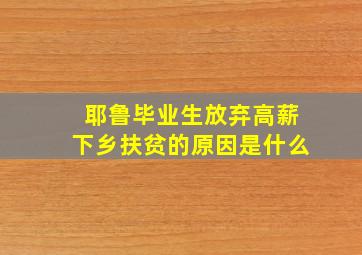 耶鲁毕业生放弃高薪下乡扶贫的原因是什么