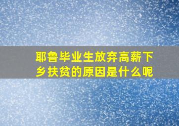 耶鲁毕业生放弃高薪下乡扶贫的原因是什么呢