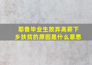 耶鲁毕业生放弃高薪下乡扶贫的原因是什么意思