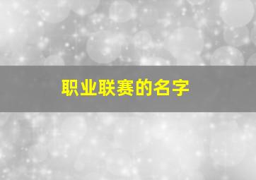 职业联赛的名字