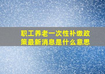 职工养老一次性补缴政策最新消息是什么意思