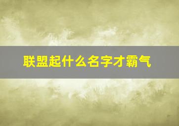 联盟起什么名字才霸气