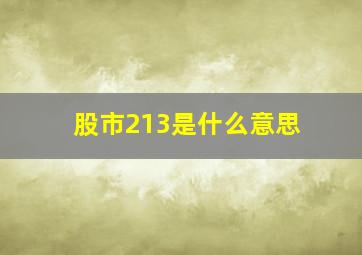 股市213是什么意思