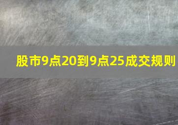 股市9点20到9点25成交规则