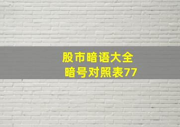 股市暗语大全暗号对照表77