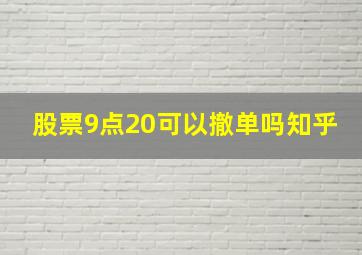 股票9点20可以撤单吗知乎