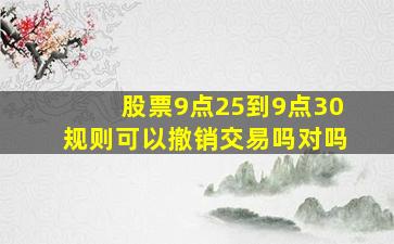 股票9点25到9点30规则可以撤销交易吗对吗