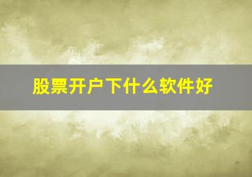 股票开户下什么软件好