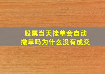 股票当天挂单会自动撤单吗为什么没有成交