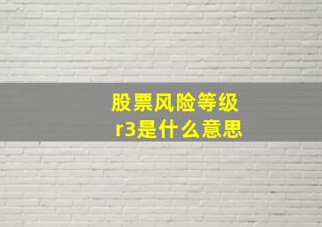 股票风险等级r3是什么意思