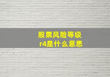 股票风险等级r4是什么意思