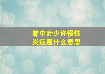 肺中叶少许慢性炎症是什么意思