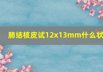 肺结核皮试12x13mm什么状况