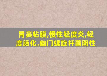 胃窦粘膜,慢性轻度炎,轻度肠化,幽门螺旋杆菌阴性