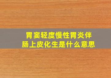 胃窦轻度慢性胃炎伴肠上皮化生是什么意思