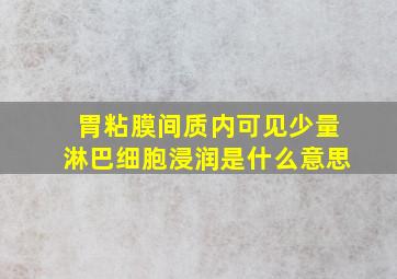 胃粘膜间质内可见少量淋巴细胞浸润是什么意思