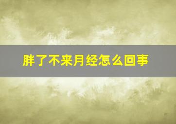 胖了不来月经怎么回事