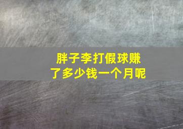 胖子李打假球赚了多少钱一个月呢