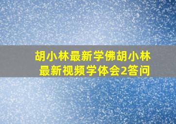 胡小林最新学佛胡小林最新视频学体会2答问