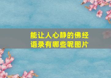 能让人心静的佛经语录有哪些呢图片