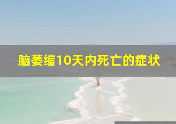 脑萎缩10天内死亡的症状