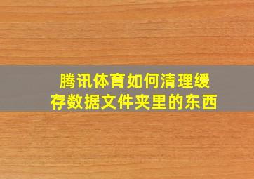 腾讯体育如何清理缓存数据文件夹里的东西