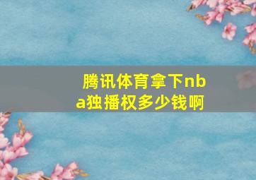 腾讯体育拿下nba独播权多少钱啊