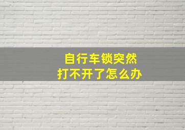 自行车锁突然打不开了怎么办