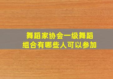 舞蹈家协会一级舞蹈组合有哪些人可以参加