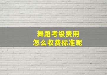 舞蹈考级费用怎么收费标准呢