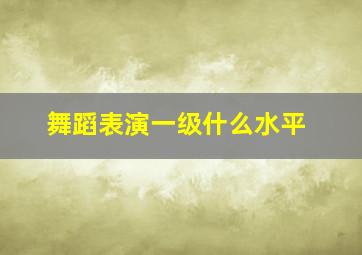 舞蹈表演一级什么水平