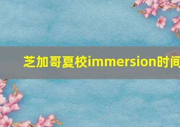 芝加哥夏校immersion时间