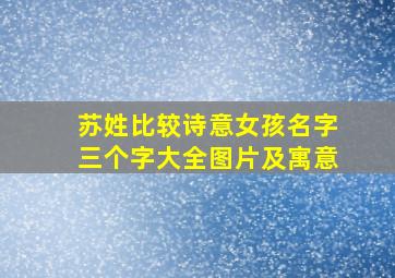 苏姓比较诗意女孩名字三个字大全图片及寓意