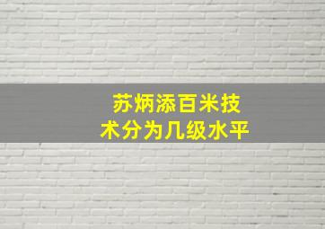 苏炳添百米技术分为几级水平