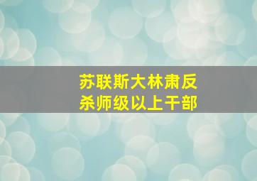 苏联斯大林肃反杀师级以上干部