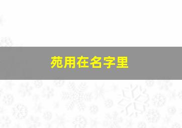 苑用在名字里