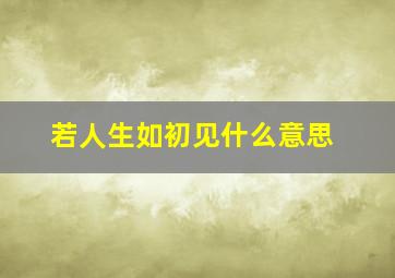 若人生如初见什么意思