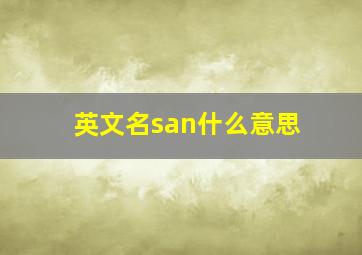 英文名san什么意思