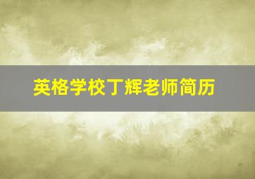 英格学校丁辉老师简历