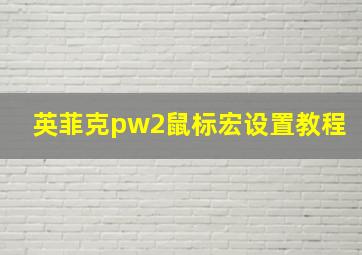 英菲克pw2鼠标宏设置教程