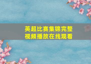 英超比赛集锦完整视频播放在线观看