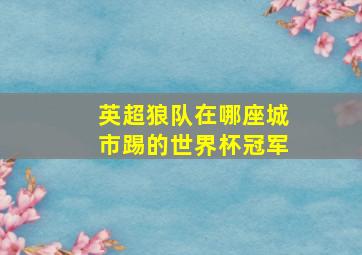 英超狼队在哪座城市踢的世界杯冠军