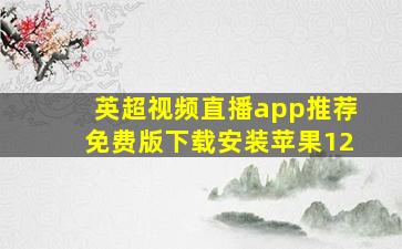 英超视频直播app推荐免费版下载安装苹果12