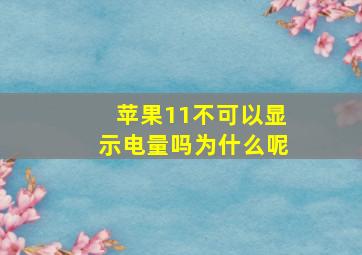 苹果11不可以显示电量吗为什么呢